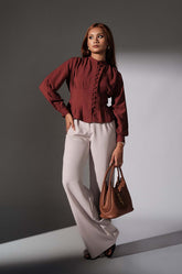 Waist Accentuated Top - Maroon